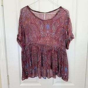 Free People Paisley Print Women's Sheer Flowy Top